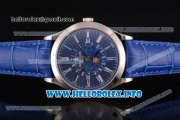 Patek Philippe Grand Complications Perpetual Calendar Miyota Quartz Steel Case with Blue Dial and White Roman Numeral Markers