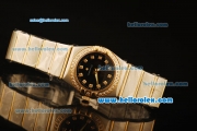 Omega Constellation Swiss Quartz Steel Case with Diamond Bezel and Black Dial-Two Tone Strap
