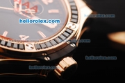 Hublot Big Bang Swiss Quartz Movement Black Dial with Rose Gold Stick/Numeral Markers and Diamond Bezel