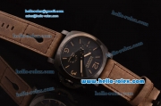 Panerai Power Reserve Asia ST25 Automatic PVD Case with Brown Leather Strap Black Dial 7750 Coating