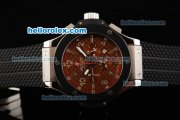 Hublot Big Bang King Chronograph Miyota Quartz Movement Brown Dial with PVD Bezel and Black Rubber Strap