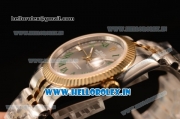 Rolex Datejust 37mm Swiss ETA 2836 Automatic Two Tone with Grey Dial and Green Roman Markers