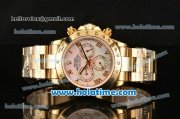 Rolex Daytona Chrono Swiss Valjoux 7750 Automatic Full Yellow Gold with Pink MOP Dial and Roman Numeral Markers