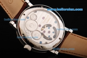 Breguet Tourbillon Manual Winding Movement Steel Case with White Dial and Brown Leather Strap