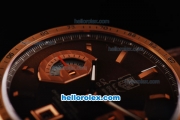 Tag Heuer Carrera Calibre 17 Swiss Valjoux 7750 Automatic Movement Rose Gold Case with Brown Dial - Rose Gold Stick Markers and Brown Leather Strap