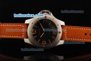 Panerai Radiomir Asia 6497 Manual Winding Movement Steel Case with Blue Dial and Brown Leather Strap