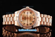 Rolex Day-Date II Swiss ETA 2836 Automatic Movement Full Rose Gold with Rose Gold Dial and Roman Numeral Hour Markers