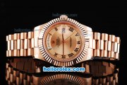 Rolex Day-Date II Swiss ETA 2836 Automatic Movement Full Rose Gold with Rose Gold Dial and Roman Numeral Hour Markers