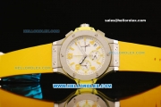 Hublot Big Bang Chronograph Miyota Quartz Movement Steel Case with Yellow Markers and Yellow Rubber Strap - Lady Model