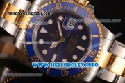 Rolex Submariner Miyota 9015 Automatic Yellow Gold/Steel Case with Blue Dial and White Dot Markers (BP)