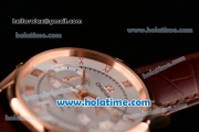 Omega De Ville Co-Axial Chronograph VK Quartz Movement Rose Gold Case and Brown Leather Strap with Silver Dial