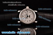 MontBlanc Star Quantième Complet Automatic Steel Case with White Dial and Black Leather Strap