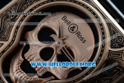 Bell & Ross BR 01 Burning Skull Asia Automatic Rose Gold Case with Skull Dial and Black Leather Strap - 1:1 Original(AAAF)