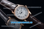 Jaeger-LECoultre Master Grande Ultra Thin Miyota 9015 Automatic Rose Gold Case with Sector Dial Arabic Numeral Markers and Brown Leather Strap