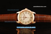 Vacheron Constantin Malte Swiss ETA 2824 Automatic Rose Gold Case with White Dial and Brown Leather Strap