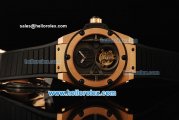 Hublot King Power Swiss Tourbillon Manual Winding Movement Rose Gold Case with Black Rubber Strap