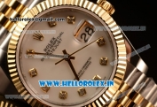 Rolex Datejust 37mm Swiss ETA 2836 Automatic Two Tone with White MOP Dial and Diamonds Markers