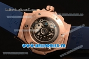 Hublot Big Bang Chrono Swiss Valjoux 7750 Automatic Rose Gold Case with Blue Dial and Blue Rubber Strap (YF)