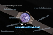 Hublot MDM Chrono Miyota OS20 Quartz PVD Case with Black Rubber Strap Numeral Markers and Purple Dial