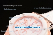 Hublot Big Bang Clone HUB4100 Automatic Rose Gold Case with White Ceramic Bezel and White Dial - 1:1 Original (TW)