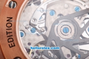 Hublot Big Bang Swiss Valjoux 7750 Automatic Movement Rose Gold Case with Diamond Bezel-White Dial and Red Rubber Strap