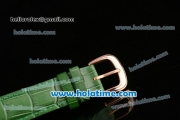 Franck Muller Ronde Miyota Quartz Rose Gold Case with Green Leather Bracelet White Dial and Green Stick Markers