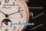 Breguet Classique Miyota 9015 Automatic Rose Gold Case with White Dial Brown Leather Strap and Diamonds Bezel