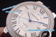 Cartier Ballon Bleu De Quartz Steel Case with Diamond Bezel and White Dial