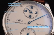 IWC Portuguese Asia 6497-CHG Manual Winding Steel Case with Brown Leather Strap White Dial Numeral Markers