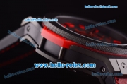 Hublot Big Bang Red Magic Swiss Valjoux 7750 Automatic Movement PVD Case with Black Dial and Red Leather Strap