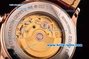 Vacheron Constantin Patrimony Swiss ETA 2836 Automatic Rose Gold Case Brown Leather Strap with White Dial Diamond Markers