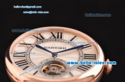 Cartier Rotonde De Tourbillon ST22 Automatic Rose Gold Case with White Dial and Brown Leather Strap