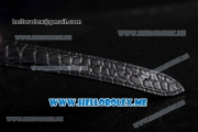 Patek Philippe Calatrava Miyota Quartz Steel Case with Black Dial and Black Leather Strap Diamonds Markers