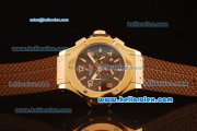 Hublot Big Bang Chronograph Miyota Quartz Rose Gold Case with Brown Carbon Fiber Dial and Brown Rubber Strap