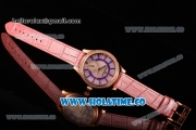 Jaeger-LeCoultre Lady Miyota Quartz Rose Gold Case with White MOP Dial Purple Stick Markers and Pink Leather Strap - Diamonds Bezel