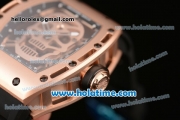 Richard Mille RM52-01 AN CA-CE Swiss ETA 2671 Automatic Rose Gold Case with Black Rubber Bracelet White Markers and Skeleton Dial - 1:1 Original