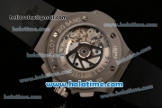 Hublot Big Bang Chrono Clone HUB4100 Automatic Titanium Case with Black Dial Stick/Numeral Markers and Black Rubber Strap (J12)