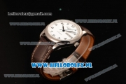 Longines Master 2824 Auto Steel Case with White Dial and Brown Leather Strap