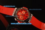 Hublot Big Bang Chronograph Swiss Valjoux 7750 Automatic Movement PVD Case with Red Dial and Red Rubber Strap