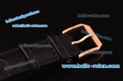 IWC Portuguese Chronograph Miyota Quartz Rose Gold Case with Black Carbon Fiber Dial and Black Leather Strap