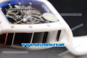 Richard Mille RM 055 Bubba Watson Asia Manual Winding Ceramic/Steel Case with Skeleton Dial and White Rubber Strap Blue Inner Bezel - 1:1 Original