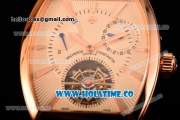 Vacheron Constantin Malte Tourbillon Power Reserve Swiss Tourbillon Manual Winding Rose Gold Case with Beige Dial Stick Markers and Brown Leather Strap