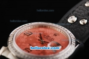 Rolex Datejust Automatic Movement Swiss Coating Case with Diamond Bezel-Rose Gold Dial and Black Rubber Strap