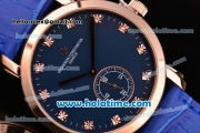 Vacheron Constantin Malte Miyota Quartz Rose Gold Case with Blue Leather Bracelet Diamond Markers and Blue Dial