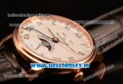 BlancPain Villeret Miyota 9015 Automatic Rose Gold Case with White Dial Roman and Black Leather Strap (EF)