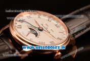 BlancPain Villeret Miyota 9015 Automatic Rose Gold Case with White Dial Roman and Black Leather Strap (EF)
