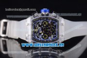 Richard Mille RM 011 Felipe Massa Flyback Chronograph Swiss Valjoux 7750 Automatic Sapphire Crystal Case with Skeleton Dial Blue Inner Bezel and Aerospace Nano Translucent Strap