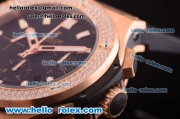 Hublot Big Bang Diamond Bezel Hub4100 Rose Gold Case with Black Dial and Black Rubber Strap-1:1 Original