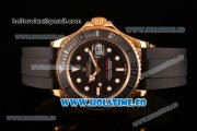 Rolex Yacht-Master 40 Asia Automatic Rose Gold Case with Black Dial Black Rubber Strap and White Dot Markers