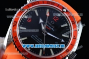 Omega Seamaster Planet Ocean GMT Asia 2813 Automatic Steel Case with Black Dial Orange Rubber Strap and Orange Bezel